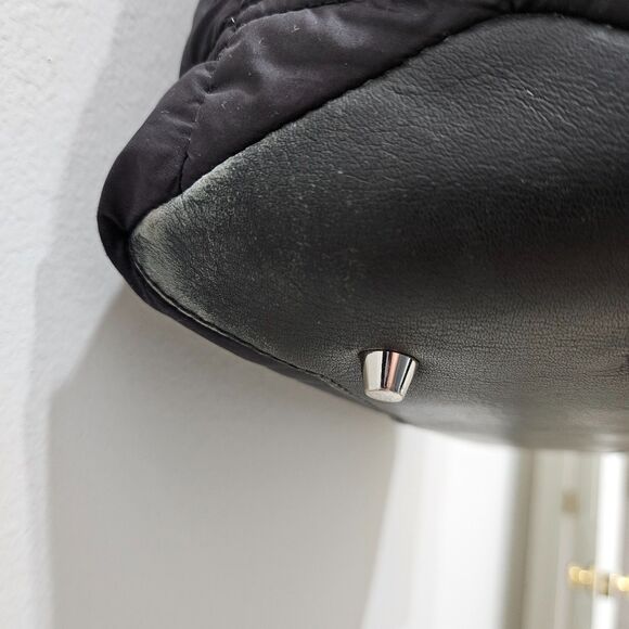 BURBERRY Abbey Quilted Black Nylon Diaper Tote Bag Leather Trim Crossbody Luxury - Picture 2 of 16